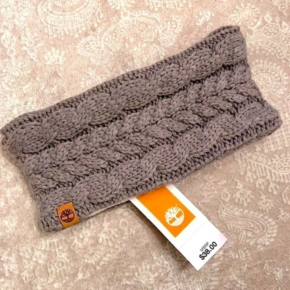 Brand New Timberland Cable Knit Gray Fleece Lined Earband Headband